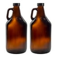thumbnail image 1 of Cornucopia Brands 64oz Amber Glass Growler Jugs /Half Gallon (2-Pack) w/Black Phenolic Lids, Great for Kombucha, Home Brew, Distilled Water, Cider & More, 1 of 10