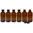 thumbnail image 1 of Cornucopia Brands 8-Ounce Amber Glass Bottles (6-Pack); Boston Round Bottles w/Polycone Phenolic Caps, 1 of 9