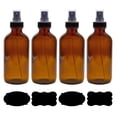 thumbnail image 1 of Cornucopia Brands 8-Ounce Amber Glass Fine Mist Spray Bottles (4-Pack); Boston Round w/Atomizer Spritzers for Aromatherapy, Perfume, Cologne, DIY & More, 1 of 10