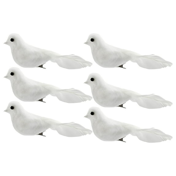 Cornucopia Brands Artificial White Doves (6-Pack); White Feathered Mini Birds for Weddings, Christmas Ornaments, Wreaths & Decorative Arts and Crafts