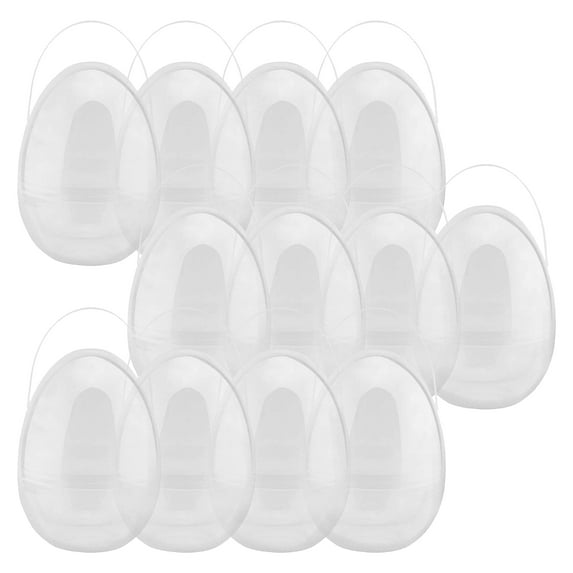 Cornucopia Brands Jumbo Plastic Easter Eggs (12-Pack, 10-Inch); Giant Clear Egg-Shaped Buckets w/ Handles