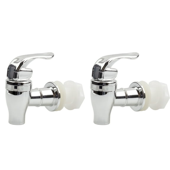 Cornucopia Brands Push Style Spigots for Beverage Dispenser Carafes (2-Pack), Replacement Lever Pour Spouts, Chrome Design Lock Open Style