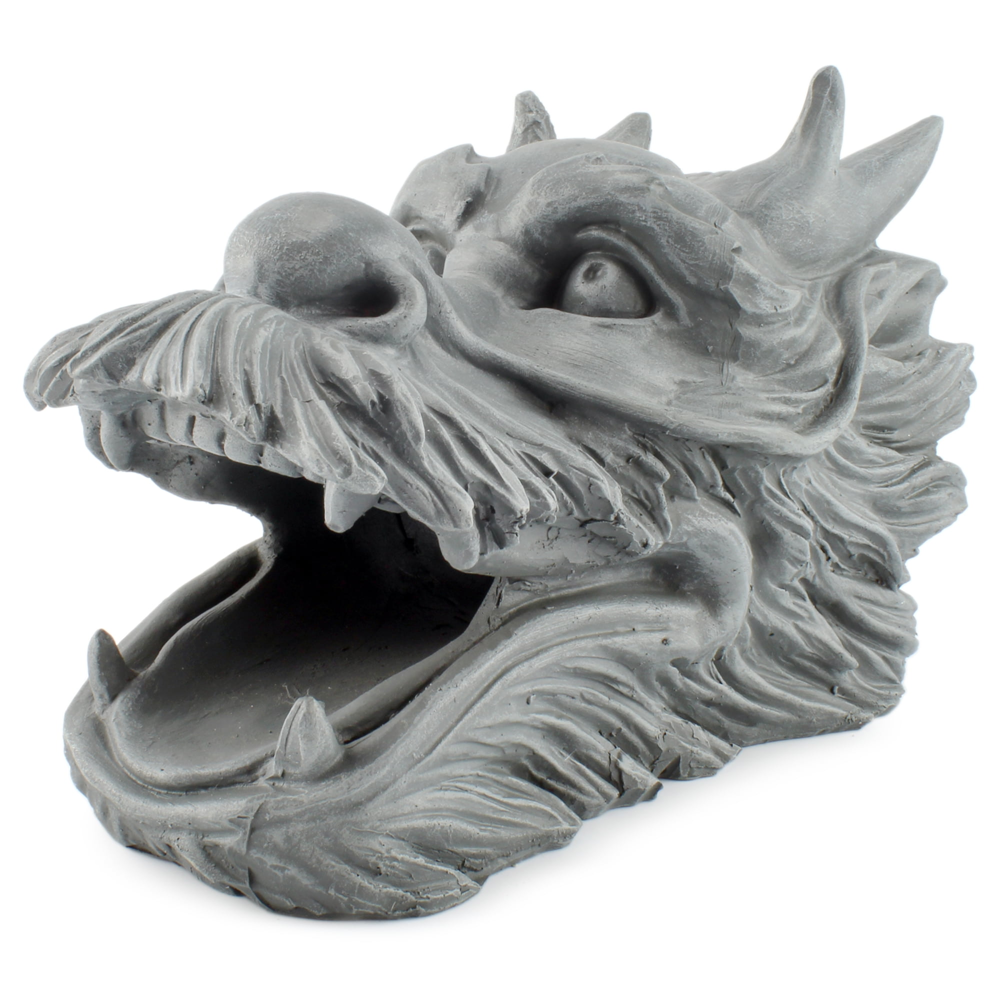 Cornucopia Dragon Garden Downspout Sculpture; Splash Block Anchor for