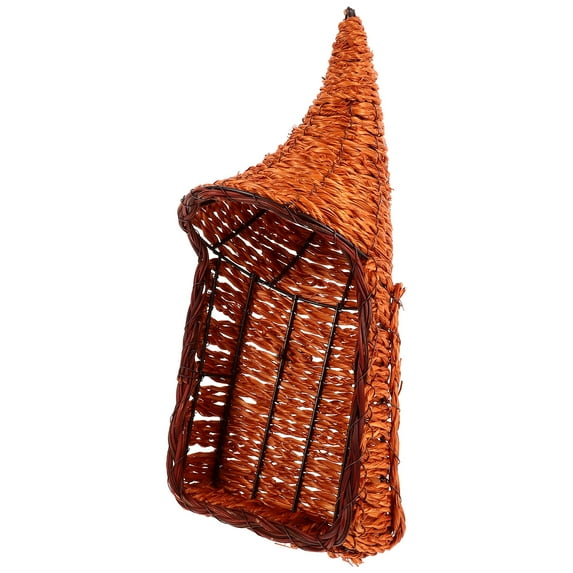 KAKOWELY Bamboo Ox Horn Shaped Basket Brown 1Pack 15.7X7.1X5.9In Japanese Storage