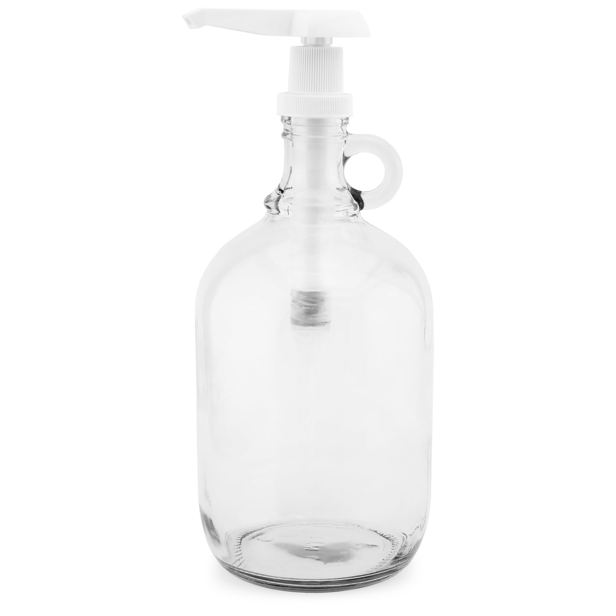 Cornucopia Half Gallon Glass Pump Dispenser Bottle, 64Ounce Jug with