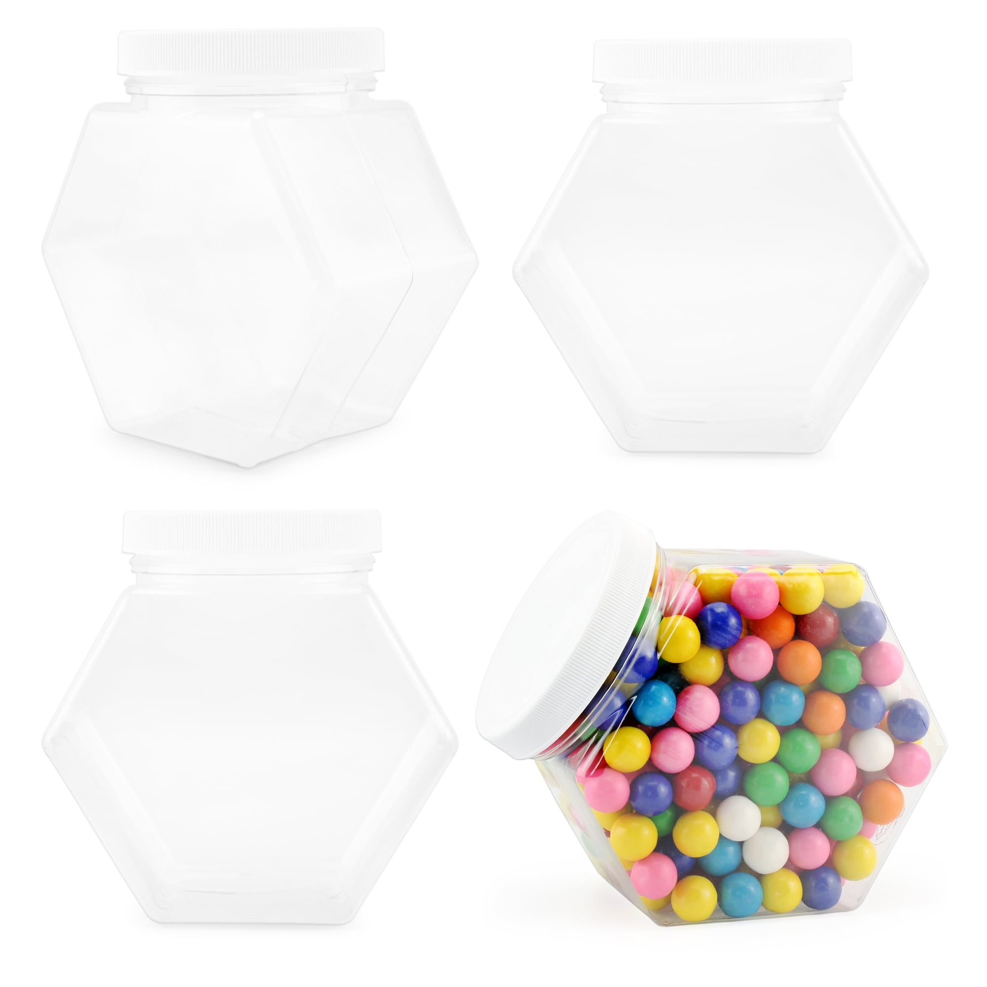 1 23/32 gal Hexagonal Clear PVC Plastic Stackable Candy Jar - 5L