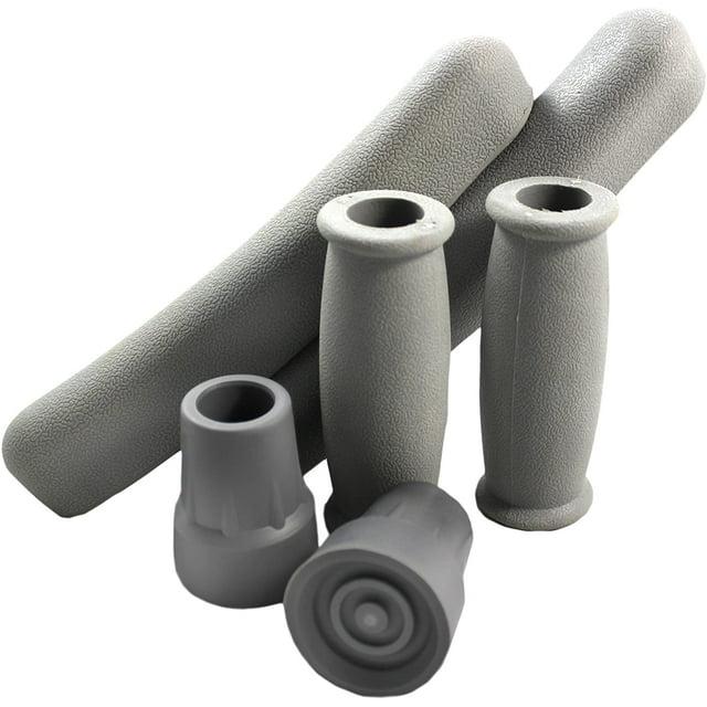 Cornucopia Replacement Crutch Parts Set, Comfortable Gray Rubber Pads