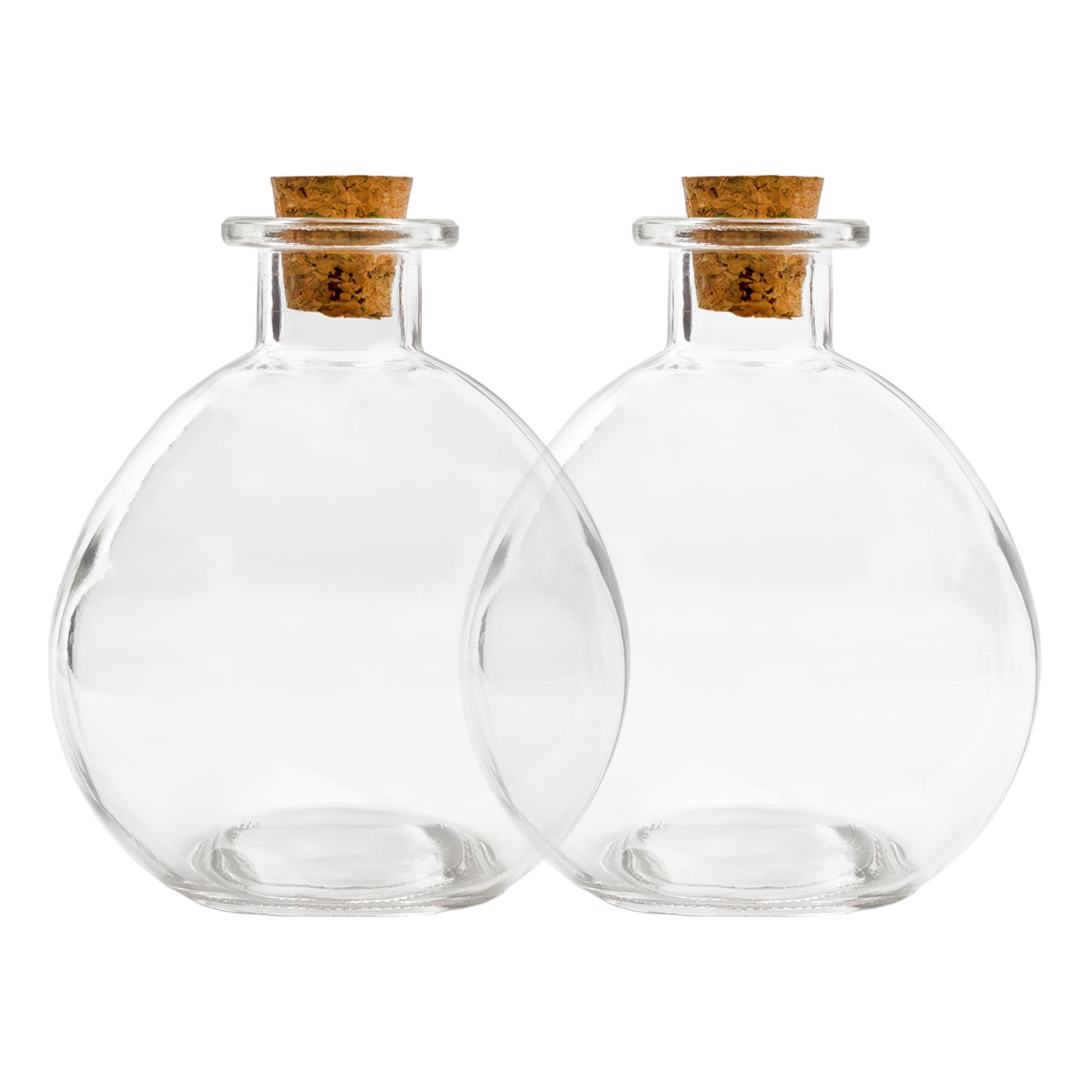 Cornucopia Round Glass Spherical Bottles, Potion Bottles with Corks  (2-Pack, 8-Ounce Capacity); Large Bottles for Costume Props, Decor & DIY  Crafts