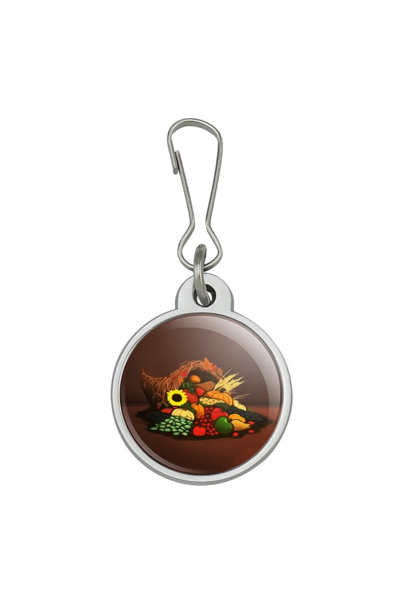 Cornucopia Thanksgiving Holiday Autumn Fall Jacket Handbag Purse Luggage Backpack Zipper Pull Charm