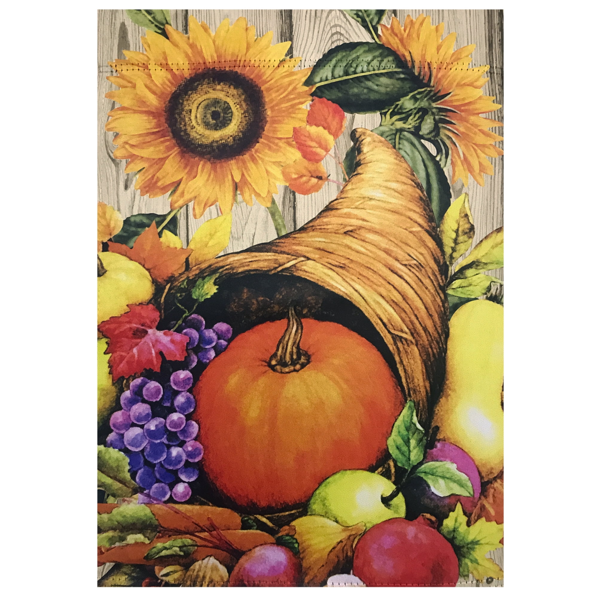 Cornucopia and Flowers Autumn Harvest Flag 12.5" x 18-Inch"