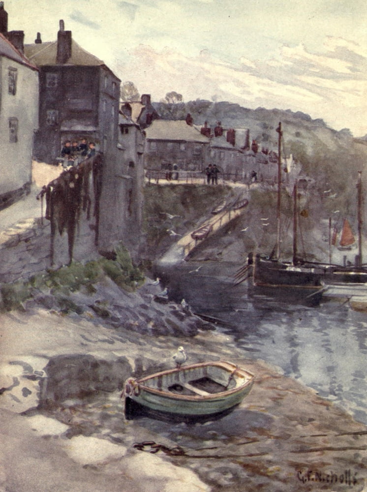 Cornwall 1915 At Newlyn Canvas Art - George F Nicholls (18 x 24)
