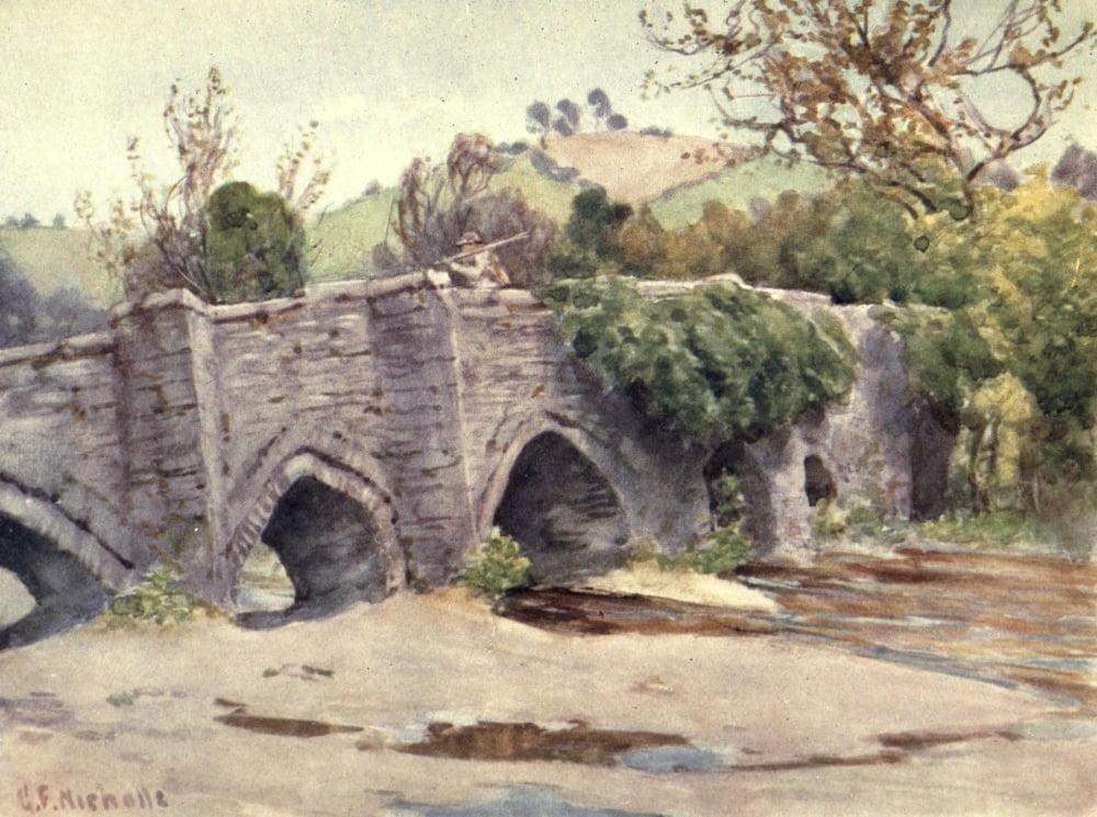 Cornwall 1915 Bridge at Lostwithiel Canvas Art - George F Nicholls (18 x 24)