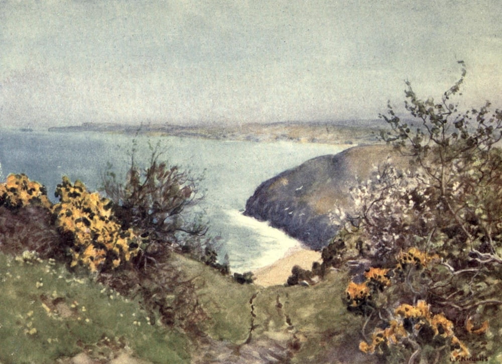 Cornwall 1915 Carbis Bay Canvas Art - George F Nicholls (24 x 36)