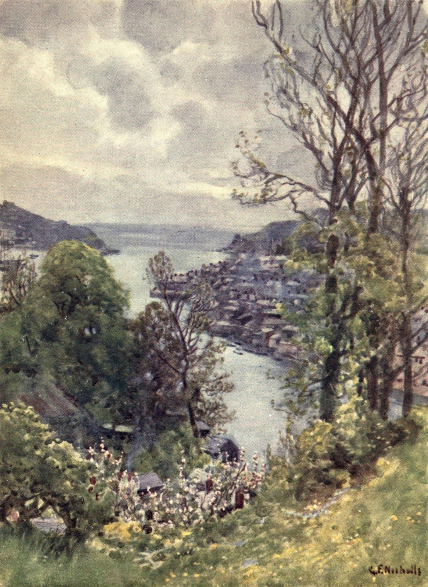 Cornwall 1915 Fowey Canvas Art - George F Nicholls (18 x 24)