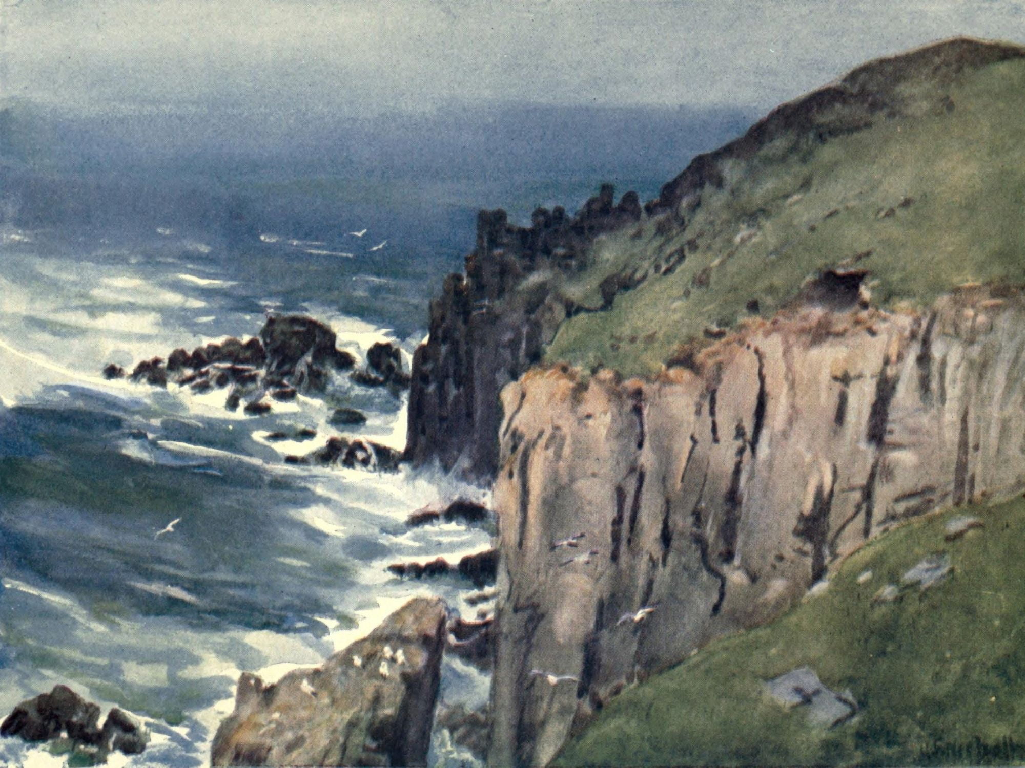 Cornwall 1915 Lands End Canvas Art - George F Nicholls (18 x 24)