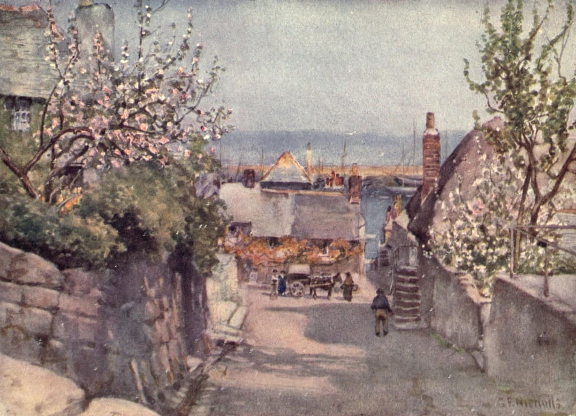 Cornwall 1915 Newlyn Canvas Art - George F Nicholls (18 x 24)