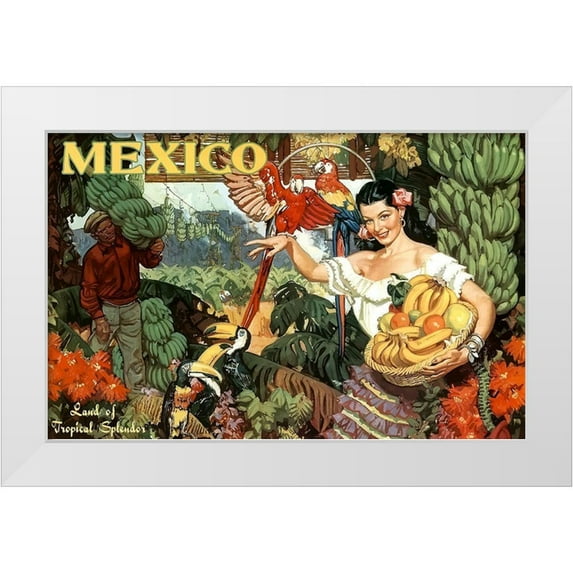 Cornwell, Dean 18x13 White Modern Wood Framed Museum Art Print Titled - Mexico, Land of Tropical Splendor