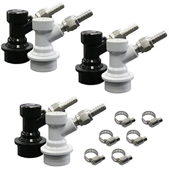 Corny Keg Ball Lock Quick Disconnect CO2 Ball Lock and Ball Lock Liquid with Swivel Nut and Worm Clamps for Cornelius Keg Home Brewing Kegging by PERA