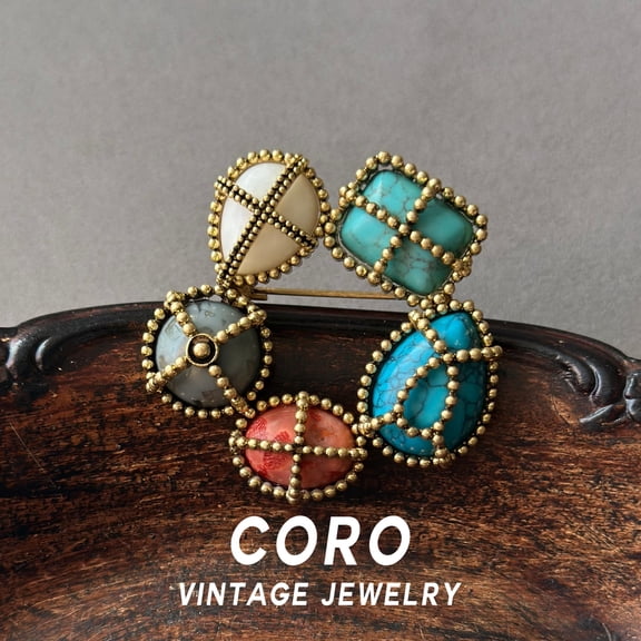 Coro Vintage Colorful Dopamine-Inspired Luxury-Feel Niche Design Fall/Winter New Arrival Brooches