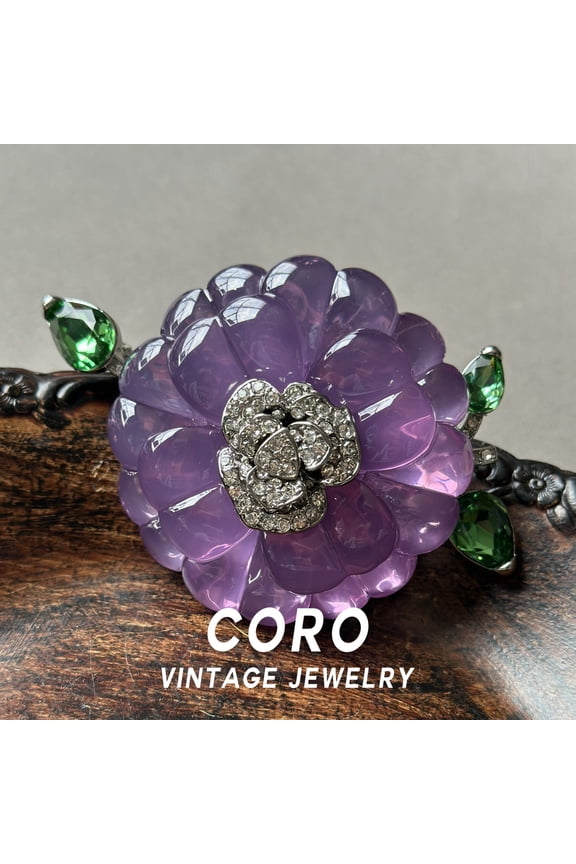 Vintage Luxury Aesthetic Niche Fashion High-End Purple Jelly Camellia Brooch Corsage