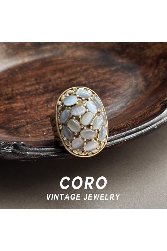Coro Vintage New Chinese-Style Niche Design Premium Light Luxury Cat's Eye Stone Ring for Women