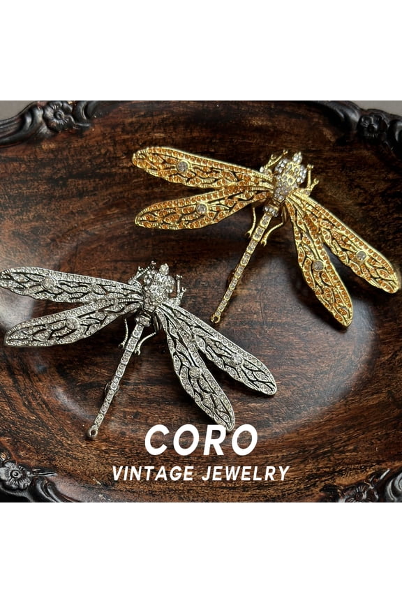 Coro Vintage Niche Design Light Luxury Unique Statement Brooch Dragonfly Brooch Pin for Women