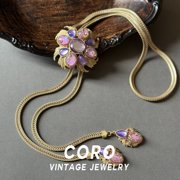 Coro Vintage Niche Design Premium Light Luxury Exquisite Fashion Purple Long Sweater Chain Necklace