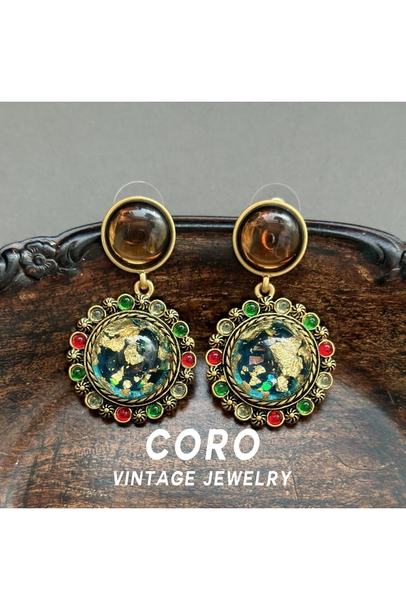 antique vintage niche unique green natural stone square earrings fall and winter new snowflake earrings female