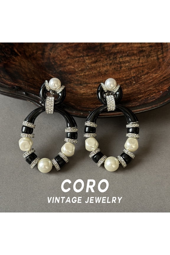 Coro antique vintage unique niche design exaggerated earrings light luxury high sense of pearl stud earrings female