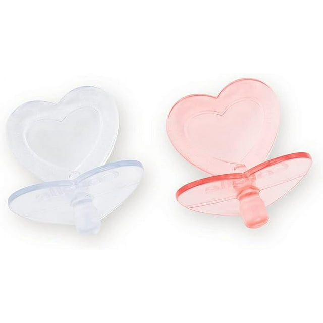 Corolle - Heart Shaped Doll Pacifier Accessory for 14-17" Dolls, 2 Pack, Clear/Pink (140370)