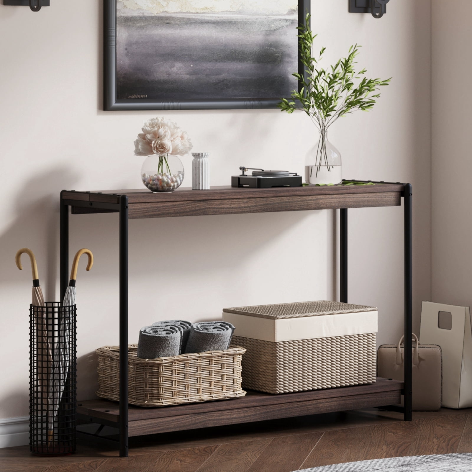 Coromose Industrial Console Table with Storage Shelf, 39.5