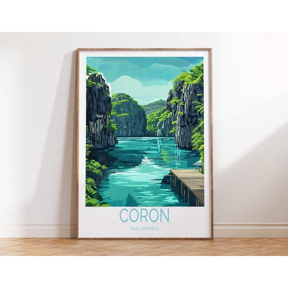 Coron Palawan Philippines Coastal Print, Stretched Canvas Size 16x24