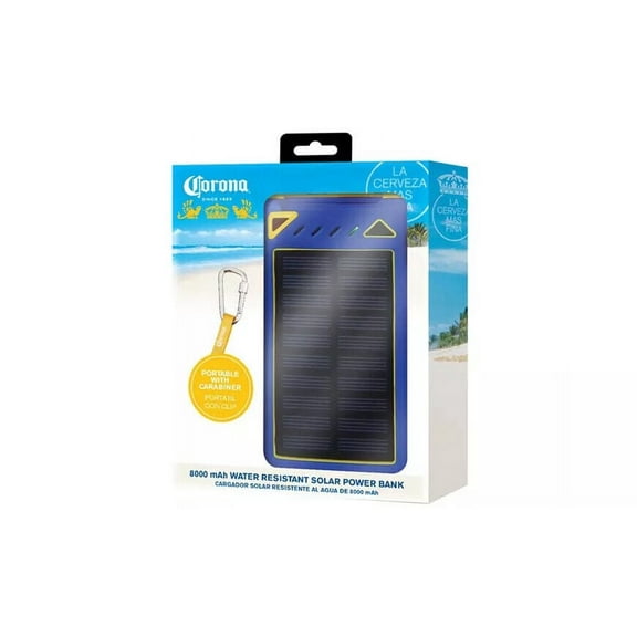 Corona 00723-CO Blue/Yellow 8000mAh Portable Water Resistant Solar Power Bank Shock Proof
