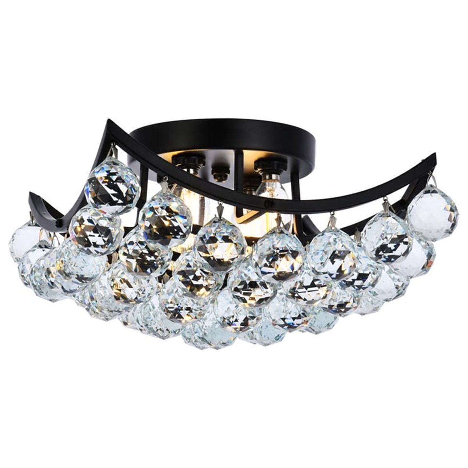 Corona 12-Inch Black and Crystal Flush Mount Light