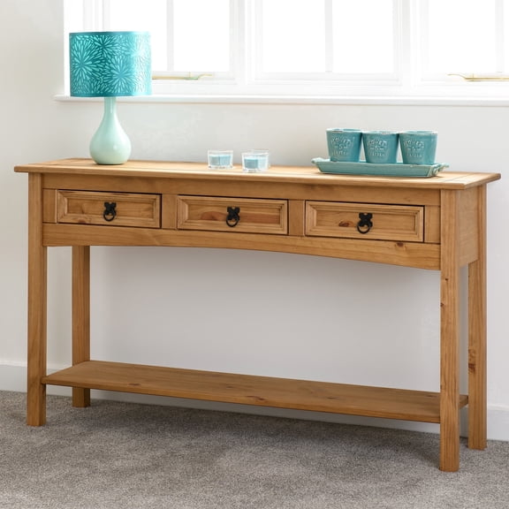 Corona 3-Drawer 44-Inch Wide Console Table - Hallway, Entrance and Kitchen Side Table - Reforested Solid Wood - Easy to Assemble - Seconique