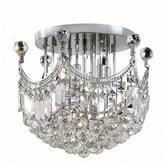 Corona 6 light Chrome Flush Mount Clear Royal Cut Crystal