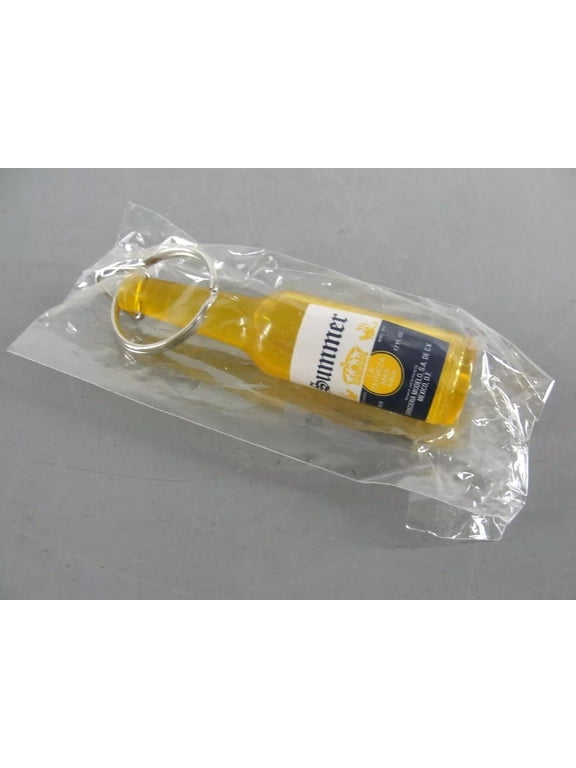 Beer Bottle Shaped Split Ring Keychain Opener, Yellow
