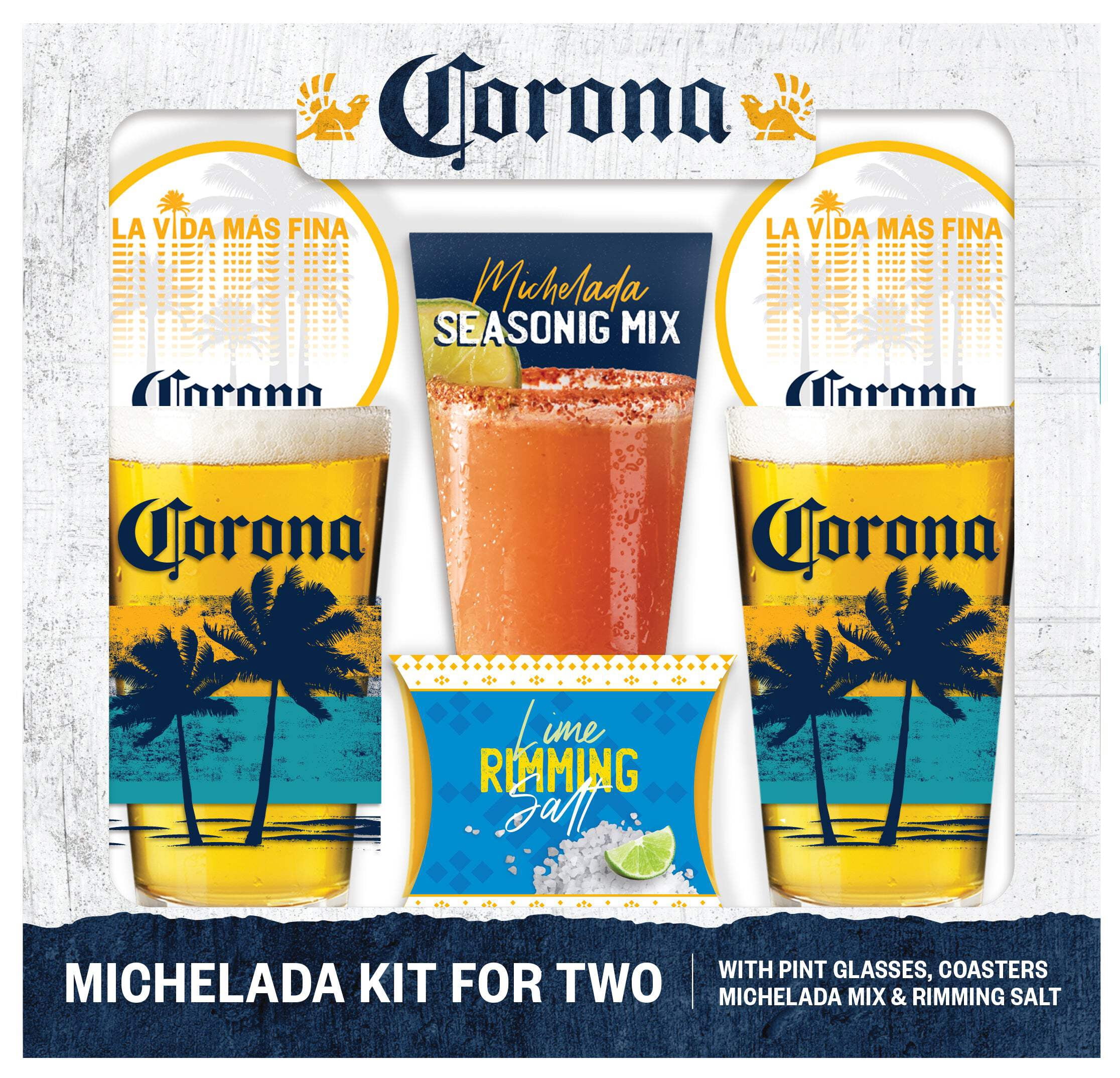Corona Beer Michelada Kit for 2 W/ Glasses, Receipe Book