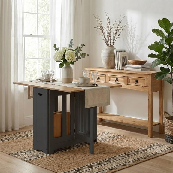 Corona Console Table & Santos Butterfly Dining Set – 3-Drawer Console Table and Foldable Dining Table with 4 Chairs - Easy to Assemble - Seconique