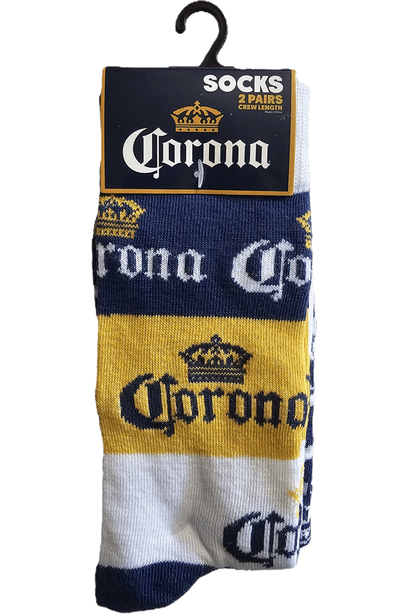 Corona Crew Socks Novelty, Shoe Size 8-12, 2 Pair Bundle