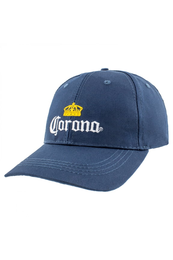 Corona Embroidered Logo on Navy Blue Twill Snapback Hat
