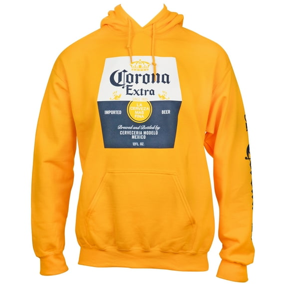 Corona Extra 837253-3xlarge Beer Label Gold Hooded Sweatshirt with Sleeve Print, 3XL
