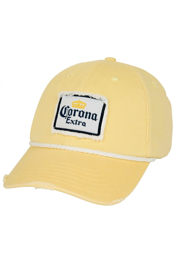 855428 Crown Adjustable Strapback Rope Hat, White & Yellow