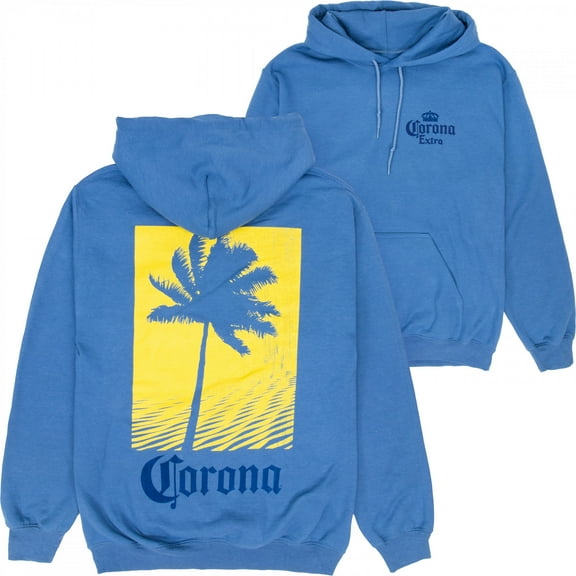 Corona Extra Beach Palm Front and Back Print Pullover Hoodie-Small