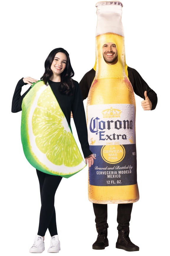 Corona Extra Beer Bottle & Ultimate Lime Slice Couples Halloween Costume, Multicolor, Adult One Size, #10377
