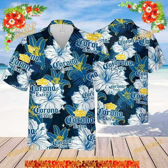 Corona Extra Beer Floral Pattern Funny Hawaiian Shirt