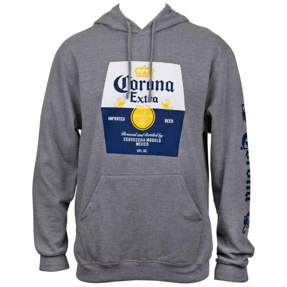 Corona Extra Beer Label Grey Hooded Sweatshirt With Sleeve Print-Small