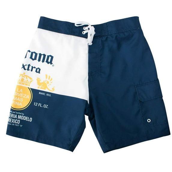 Corona Extra Blue and White Split Board Shorts-Small