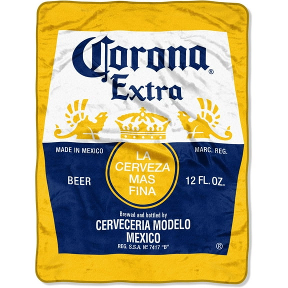 Corona Extra Bottle Label 46x60 Micro Raschel Plush Throw