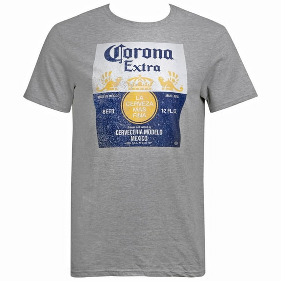 Corona Extra Bottle Label Men's Grey T-Shirt-Large